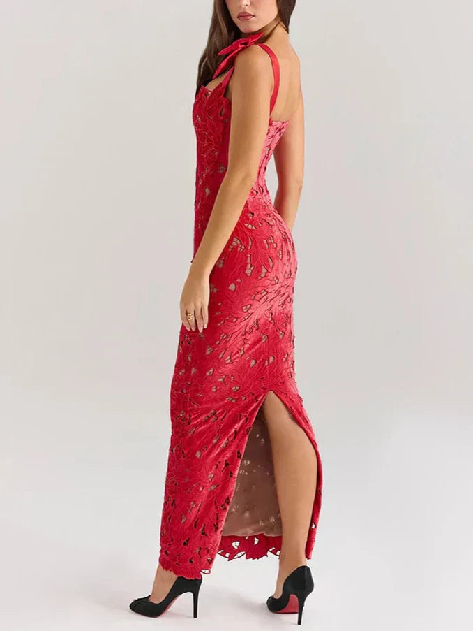 Enya שמלת מקסי תחרה אלגנטית